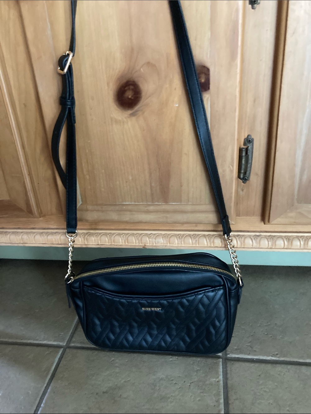 Nine West Black Quilted Crossbody Bag